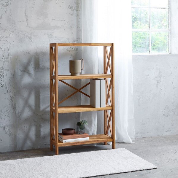 Regał z litego drewna dębowego w naturalnym kolorze 70x124 cm X-Shelf – Unique Furniture