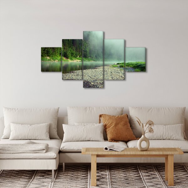 Obraz - rzeka przy lesie (125x70 cm)