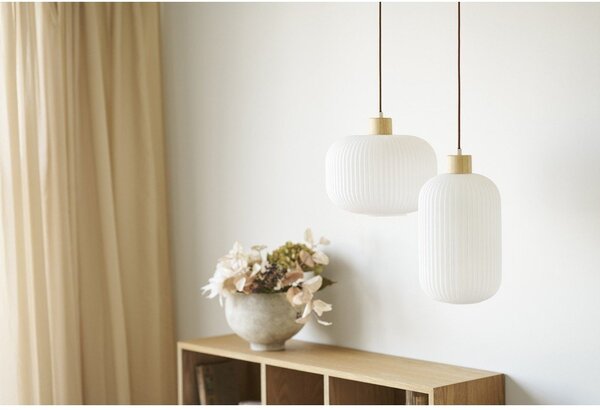 Biała lampa wisząca ze szklanym kloszem ø 30 cm Argalo – House Nordic