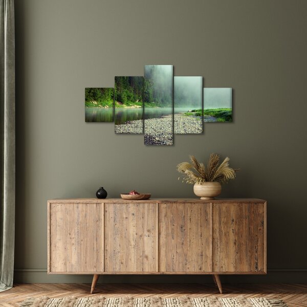 Obraz - rzeka przy lesie (125x70 cm)