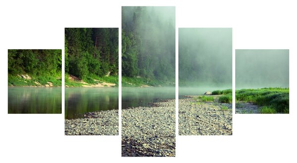 Obraz - rzeka przy lesie (125x70 cm)