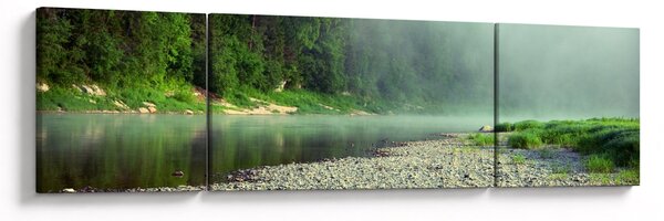 Obraz - rzeka przy lesie (170x50 cm)
