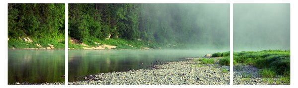 Obraz - rzeka przy lesie (170x50 cm)