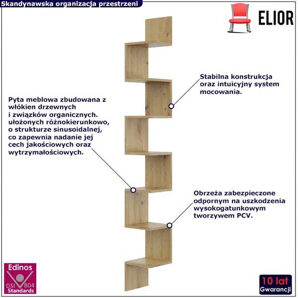Narożna półka ścienna w kolorze dąb artisan F2-E38