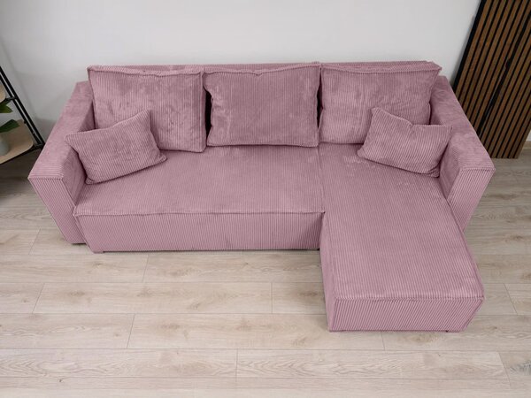 Rozkładana narożna sofa SMART COSARO jasnofioletowa, dwustronna + 2 poduszki GRATIS