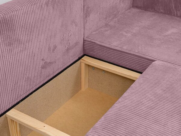 Rozkładana narożna sofa SMART COSARO jasnofioletowa, dwustronna + 2 poduszki GRATIS