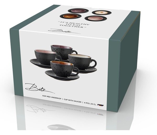 Czarne filiżanki zestaw 4 szt. ceramiczne 240 ml Gastro Black/Mix – Bitz