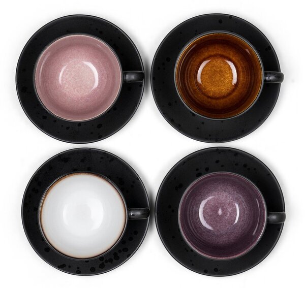 Czarne filiżanki zestaw 4 szt. ceramiczne 240 ml Gastro Black/Mix – Bitz