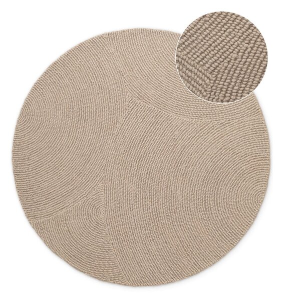 Beżowy wełniany okrągły dywan tkany ręcznie ø 150 cm Calmio – Hanse Home