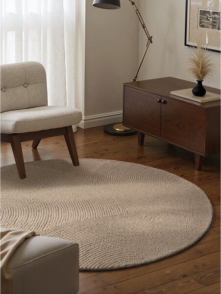 Beżowy wełniany okrągły dywan tkany ręcznie ø 150 cm Calmio – Hanse Home