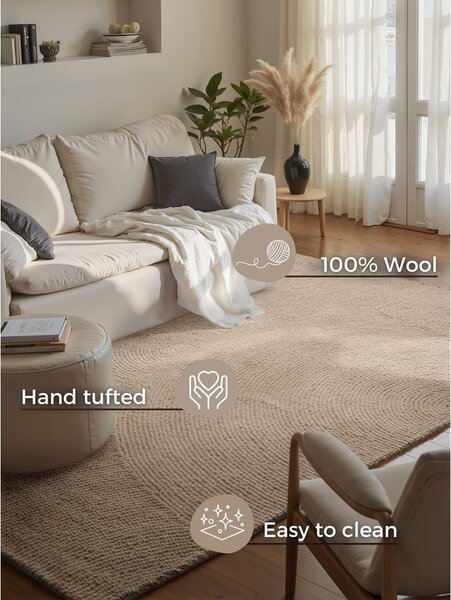 Beżowy wełniany dywan tkany ręcznie 200x300 cm Calmio – Hanse Home