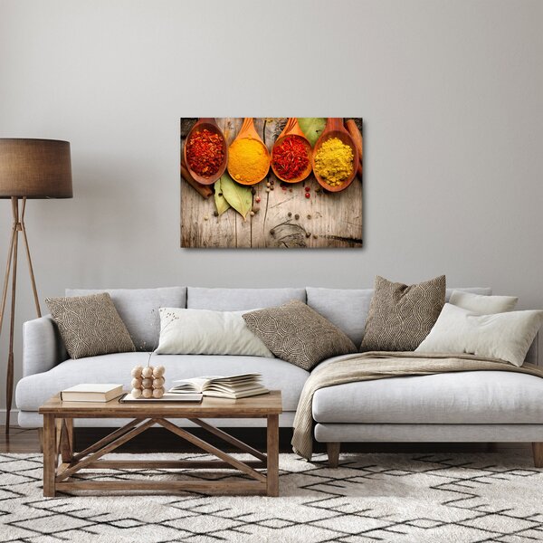 Obraz - Przyprawy na drewnie (70x50 cm)