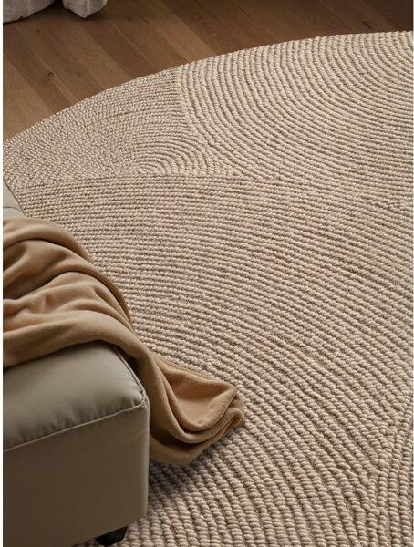 Beżowy wełniany okrągły dywan tkany ręcznie ø 150 cm Calmio – Hanse Home
