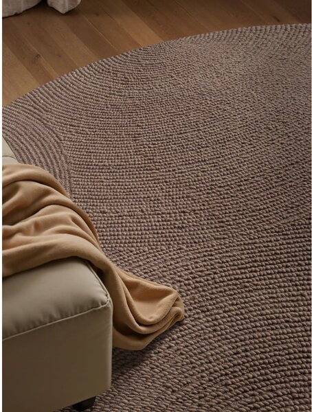 Szarobrązowy wełniany okrągły dywan tkany ręcznie ø 120 cm Calmio – Hanse Home