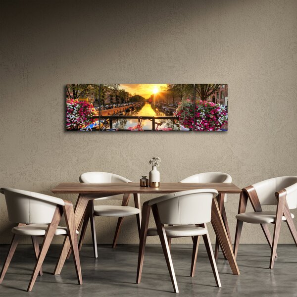 Obraz - Wschód słońca w Amsterdamie (170x50 cm)