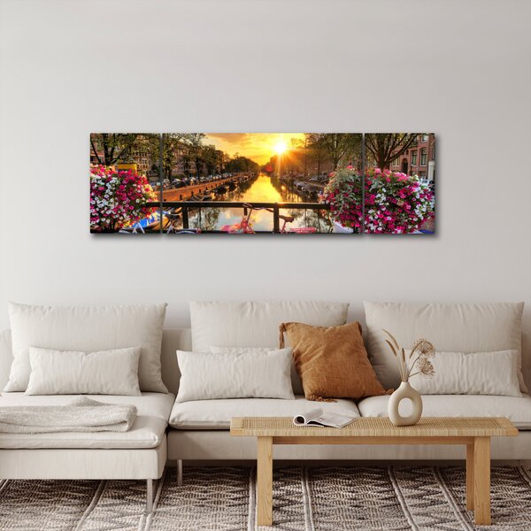 Obraz - Wschód słońca w Amsterdamie (170x50 cm)