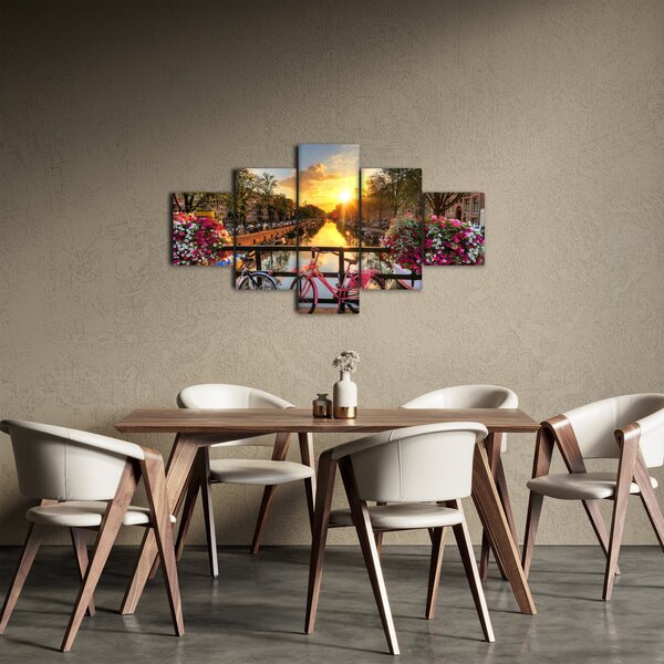 Obraz - Wschód słońca w Amsterdamie (125x70 cm)