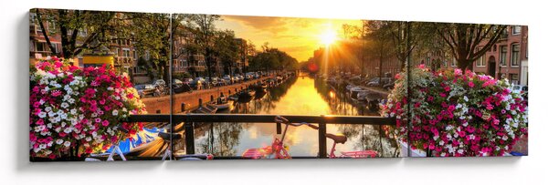 Obraz - Wschód słońca w Amsterdamie (170x50 cm)
