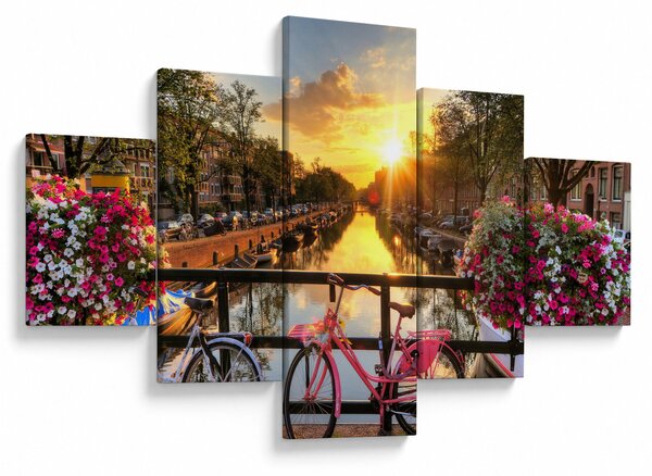Obraz - Wschód słońca w Amsterdamie (125x70 cm)