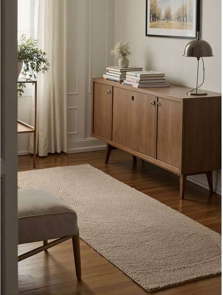 Beżowy wełniany chodnik tkany ręcznie 80x200 cm Calmio – Hanse Home