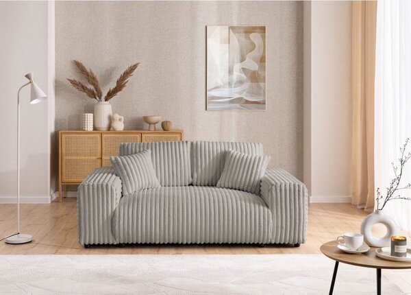 Jasnoszara sztruksowa sofa 178 cm Justin – Ropez