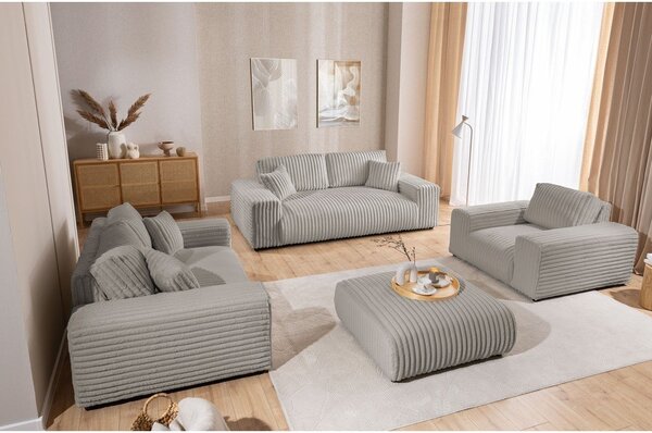 Jasnoszara sztruksowa sofa 178 cm Justin – Ropez