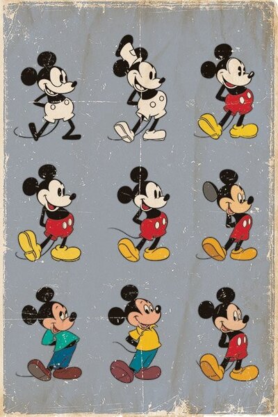 Plakat, Obraz Mickey Mouse - Myszka Miki - evolution, (61 x 91.5 cm)