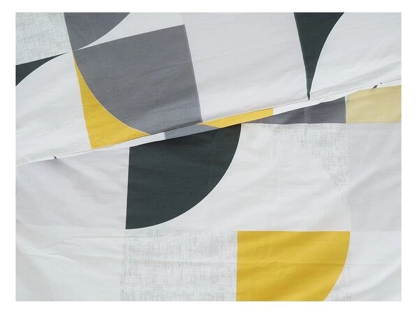Żółto-szara pościel jednoosobowa z kory 140x200 cm Geometries – B.E.S