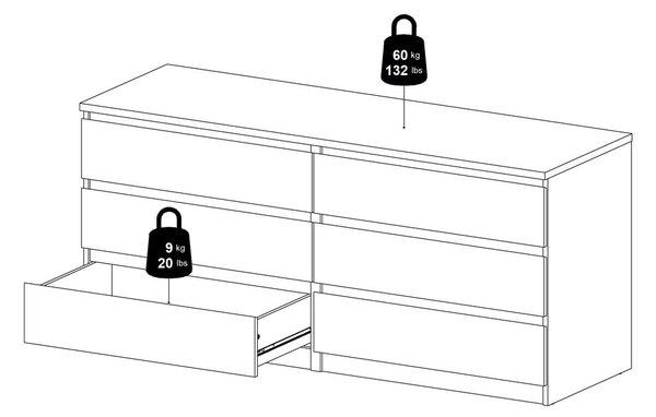 Komoda w dekorze dębu w naturalnym kolorze 154x70x50 cm Naia – Tvilum