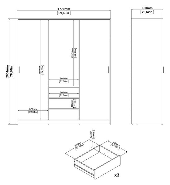 Szafa w dekorze dębu z drzwiami przesuwnymi w naturalnym kolorze 177x200x60 cm Naia – Tvilum