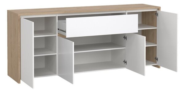 Biało-naturalna komoda w dekorze dębu 197x84x48 cm Next – Tvilum