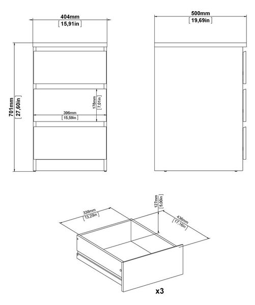 Komoda w dekorze dębu w naturalnym kolorze 40x70x50 cm Naia – Tvilum