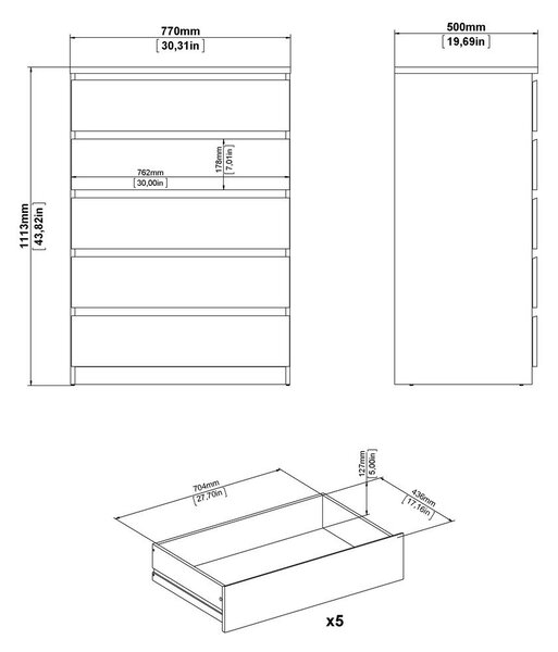 Komoda w dekorze dębu w naturalnym kolorze 77x111x50 cm Naia – Tvilum