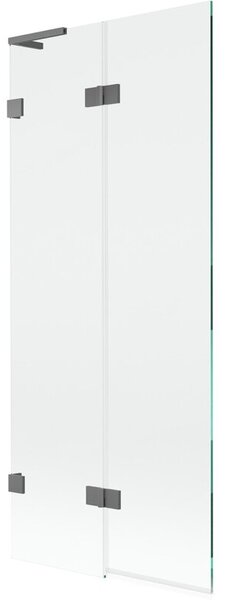 Mexen Lunar L parawan nawannowy 2-skrzydłowy lewy 80 x 150 cm, transparent, gun metal - 897L-080-100-95-00-L