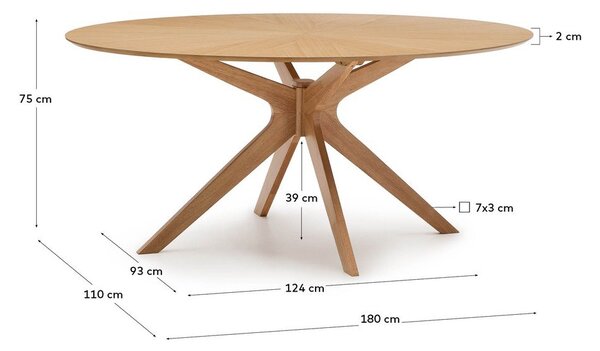 Stół z blatem w dekorze dębu 110x180 cm Naanim – Kave Home