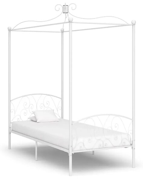 Białe metalowe łóżko z baldachimem 100x200 cm K9-K89