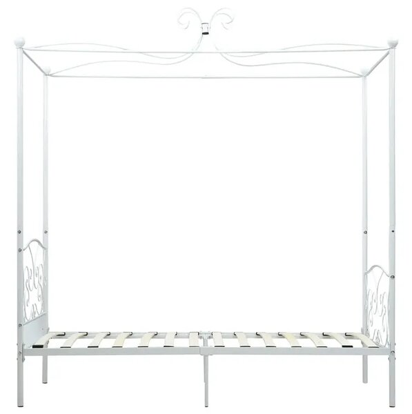 Białe metalowe łóżko z baldachimem 100x200 cm K9-K89