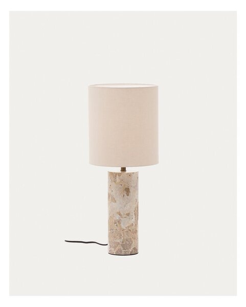 Beżowa marmurowa lampa stołowa z tekstylnym kloszem (wysokość 54 cm) Raze – Kave Home