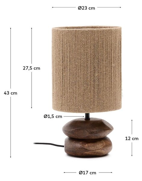 Lampa stołowa z litego drewna akacjowego w ciemnym naturalnym kolorze (wysokość 43 cm) Kor – Kave Home