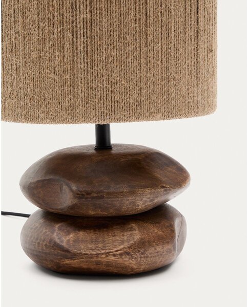Lampa stołowa z litego drewna akacjowego w ciemnym naturalnym kolorze (wysokość 43 cm) Kor – Kave Home