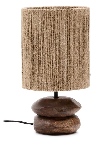 Lampa stołowa z litego drewna akacjowego w ciemnym naturalnym kolorze (wysokość 43 cm) Kor – Kave Home