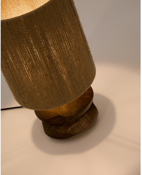 Lampa stołowa z litego drewna akacjowego w ciemnym naturalnym kolorze (wysokość 43 cm) Kor – Kave Home