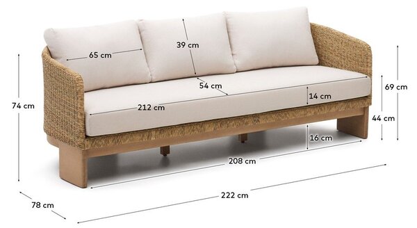 Beżowo-naturalny sofa ogrodowa z imitacji rattanu Xoriguer – Kave Home