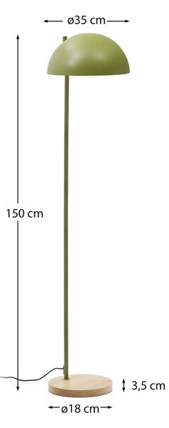 Zielono-naturalna lampa stojąca z metalowym kloszem (wysokość 150 cm) Catlar – Kave Home