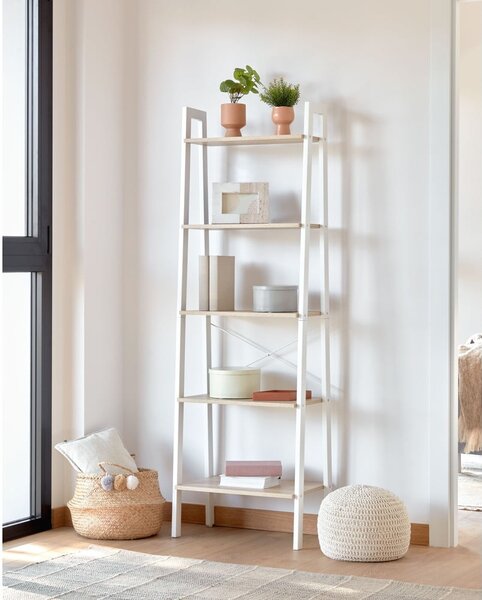 Biało-naturalny regał w dekorze dębu 56x172x32 cm Aarhus – Kave Home