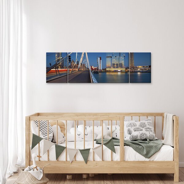 Obraz - Zmierzch w Rotterdamie, Holandia (170x50 cm)