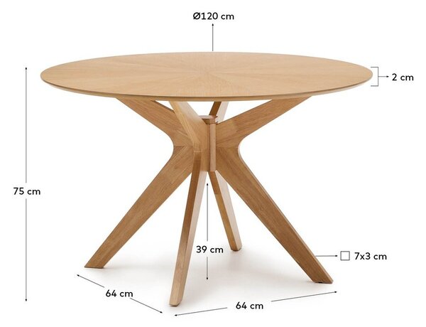 Okrągły stół z blatem w dekorze dębu ø 120 cm Naanim – Kave Home
