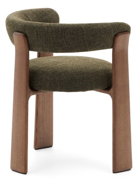 Fotel jadalniany z litego drewna jesionowego z podłokietnikami w kolorze khaki/brązowy Granite – Kave Home