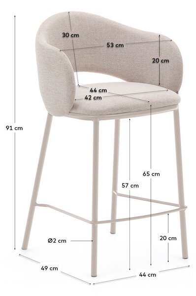 Kremowy hoker (wysokość siedziska 65 cm) Maina – Kave Home