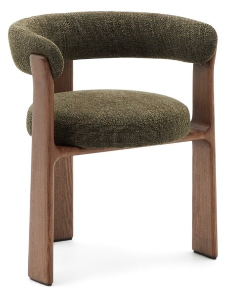 Fotel jadalniany z litego drewna jesionowego z podłokietnikami w kolorze khaki/brązowy Granite – Kave Home